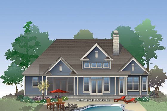 Exterior - Rear Elevation for Craftsman House Plan #929-981 - 3 bed, 2 bath