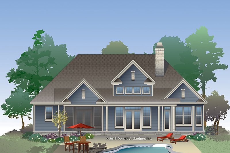 Architectural House Design - Exterior - Rear Elevation for Craftsman House Plan #929-981 - 3 bed, 2 bath