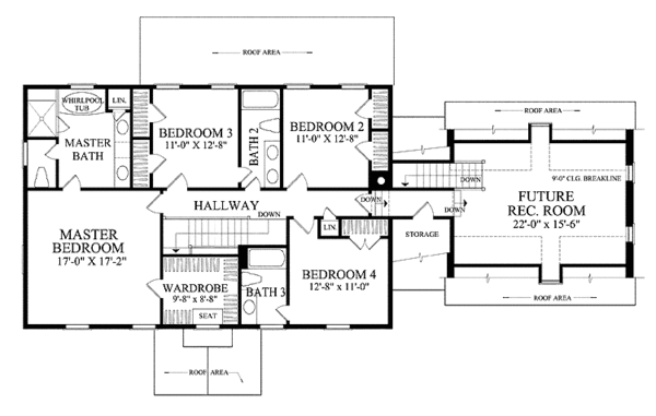 Architectural House Design - Colonial Floor Plan - Upper Floor Plan #137-349