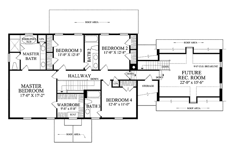 Dream House Plan - Floor Plan - Upper Floor for Colonial House Plan #137-349 - 4 bed, 3.5 bath