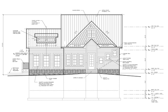 Exterior - Front Elevation 2 for Cabin House Plan #123-118 - 5 bed, 5 bath