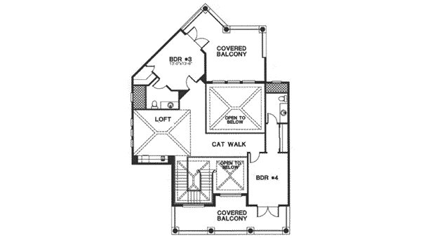 Traditional Floor Plan - Upper Floor Plan #115-143