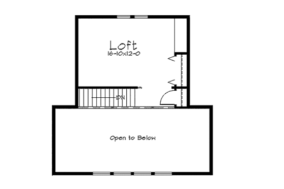 Floor Plan - Upper Floor for Contemporary House Plan #57-263 - 2 bed, 1 bath
