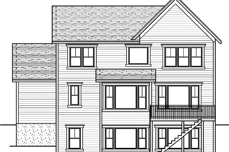 Home Plan - Exterior - Rear Elevation for European House Plan #51-624 - 3 bed, 2.5 bath
