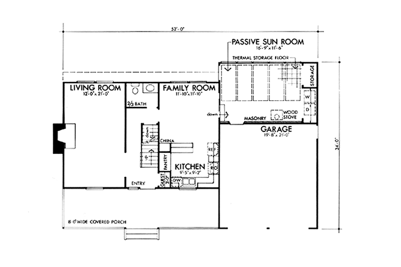 Home Plan - Floor Plan - Main Floor for Prairie House Plan #320-1255 - 3 bed, 2.5 bath