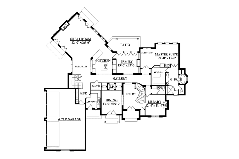 Architectural House Design - Floor Plan - Main Floor for Country House Plan #937-14 - 5 bed, 3.5 bath