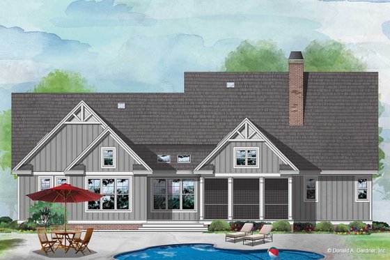 Exterior - Rear Elevation for Farmhouse House Plan #929-1111 - 4 bed, 4.5 bath