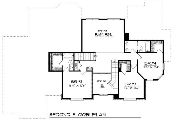 Traditional Floor Plan - Upper Floor Plan #70-510