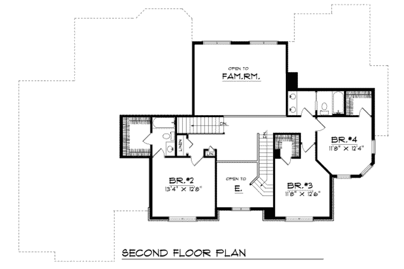 Home Plan - Floor Plan - Upper Floor for Traditional House Plan #70-510 - 4 bed, 3.5 bath