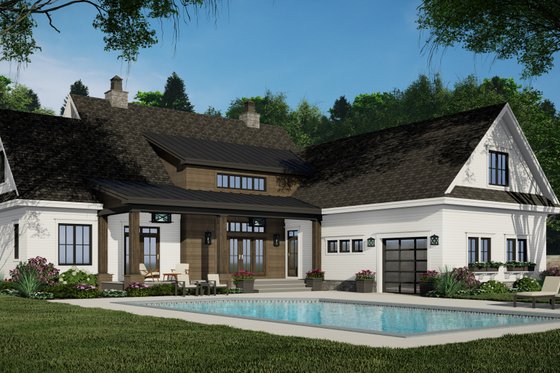 Exterior - Rear Elevation 1 for Farmhouse House Plan #51-1242 - 5 bed, 4.5 bath