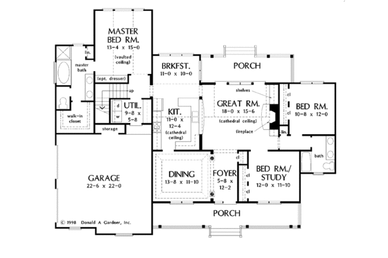 Floor Plan - Main Floor for Country House Plan #929-405 - 3 bed, 2 bath