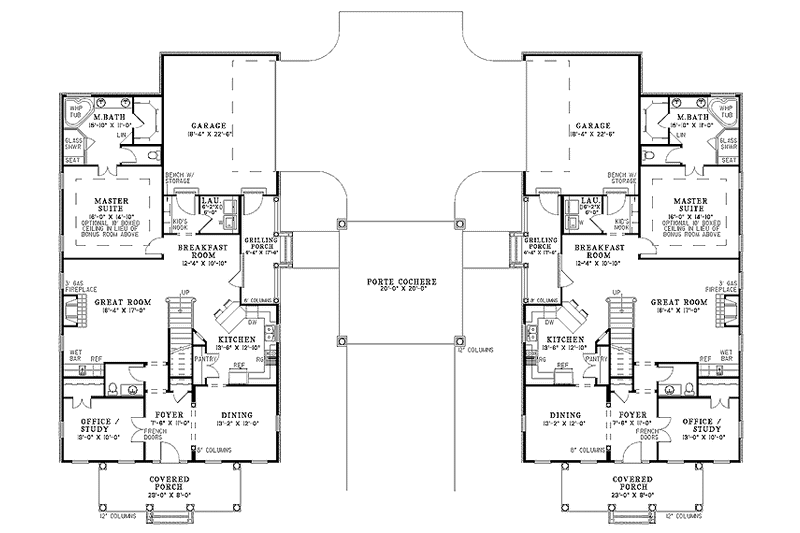 Home Plan - Floor Plan - Main Floor for Country House Plan #17-2820 - 6 bed, 6 bath