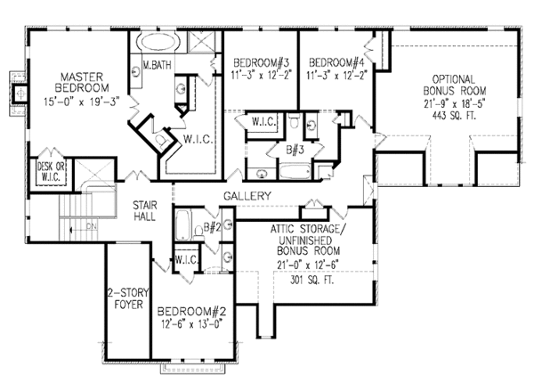 Home Plan - European Floor Plan - Upper Floor Plan #54-308