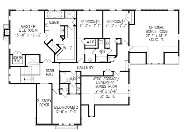 House Plan Design - European Floor Plan - Upper Floor Plan #54-308