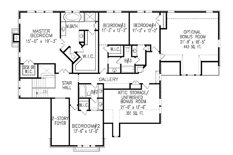Dream House Plan - Floor Plan - Upper Floor for European House Plan #54-308 - 5 bed, 4.5 bath