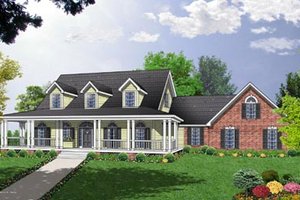 Country Exterior - Front Elevation Plan #40-340