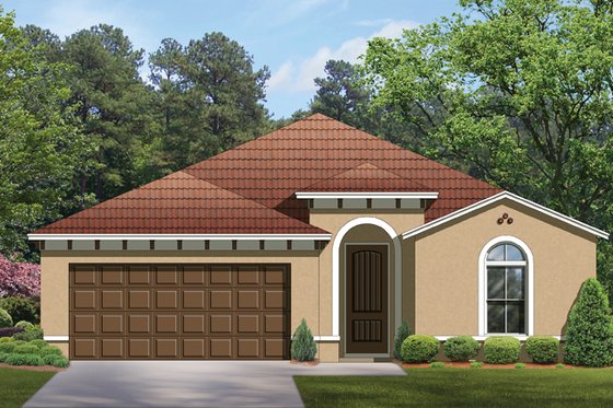 Exterior - Front Elevation 3 for Mediterranean House Plan #1058-54 - 3 bed, 2 bath