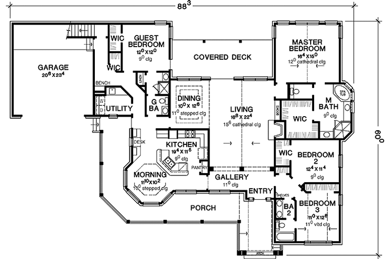 Architectural House Design - Floor Plan - Main Floor for Country House Plan #472-351 - 4 bed, 3 bath