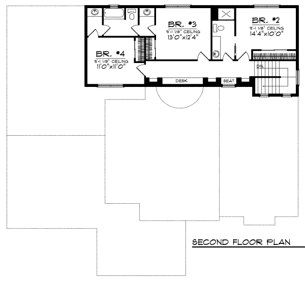 Architectural House Design - European Floor Plan - Upper Floor Plan #70-717