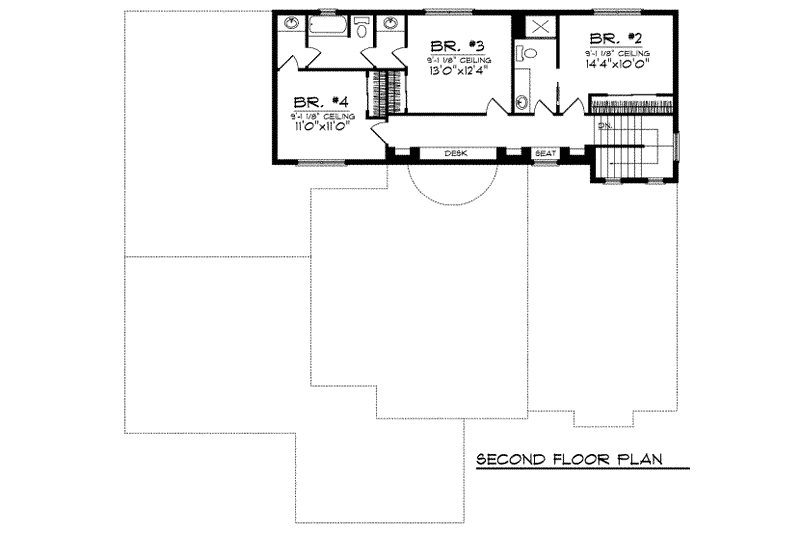 Home Plan - Floor Plan - Upper Floor for European House Plan #70-717 - 4 bed, 3.5 bath