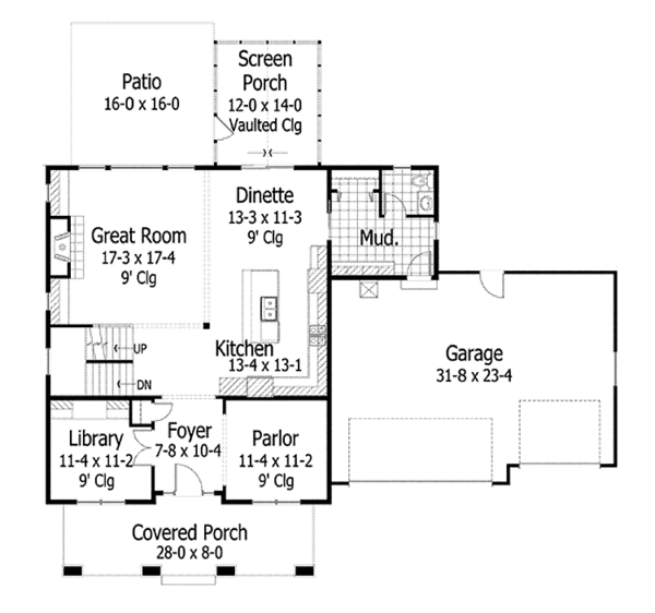 House Design - Country Floor Plan - Main Floor Plan #51-1074