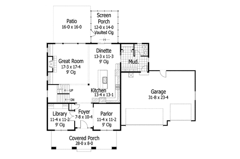 Dream House Plan - Floor Plan - Main Floor for Country House Plan #51-1074 - 3 bed, 2.5 bath