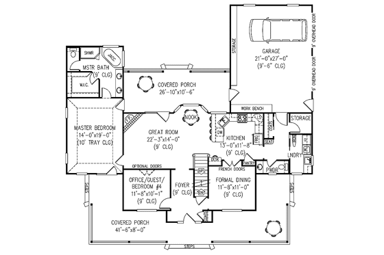 Floor Plan - Main Floor for Victorian House Plan #11-255 - 3 bed, 2.5 bath