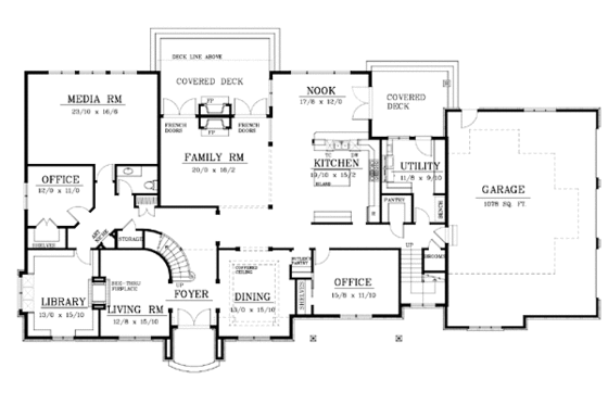Floor Plan - Main Floor for Traditional House Plan #105-203 - 4 bed, 2.5 bath