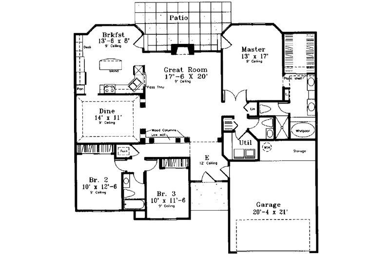 Home Plan - Floor Plan - Main Floor for Ranch House Plan #300-136 - 3 bed, 2.5 bath