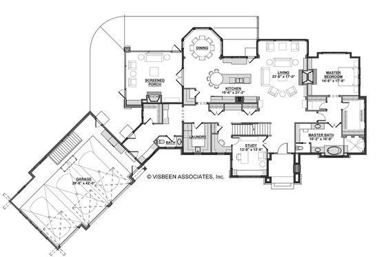 Floor Plan - Main Floor for European House Plan #928-8 - 4 bed, 3.5 bath