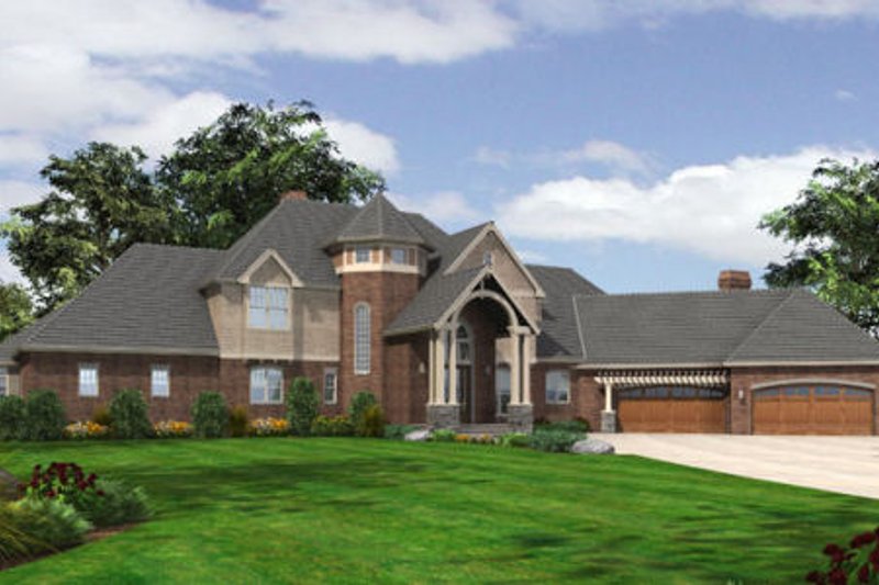 House Blueprint - European Exterior - Front Elevation Plan #48-258