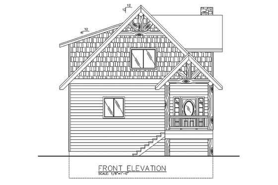 Exterior - Front Elevation 1 for Contemporary House Plan #117-870 - 2 bed, 2 bath