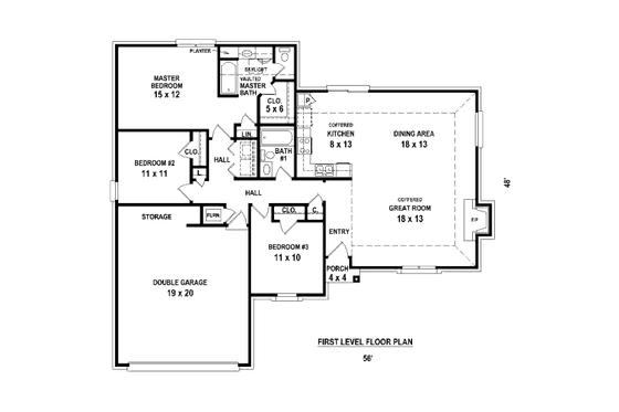 Floor Plan - Main Floor for Traditional House Plan #81-13895 - 3 bed, 2 bath