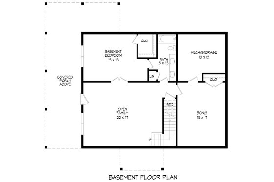 Floor Plan - Lower Floor for Traditional House Plan #932-509 - 3 bed, 2.5 bath