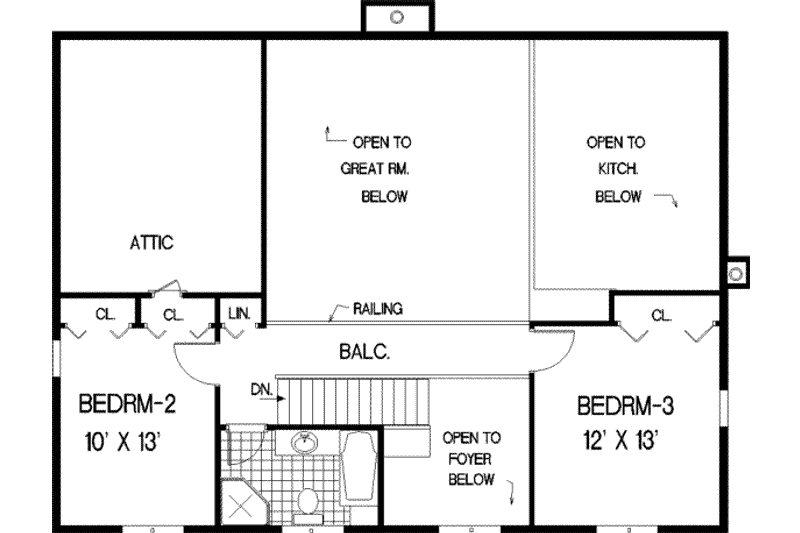 Dream House Plan - Floor Plan - Upper Floor for Colonial House Plan #3-156 - 2 bed, 2.5 bath