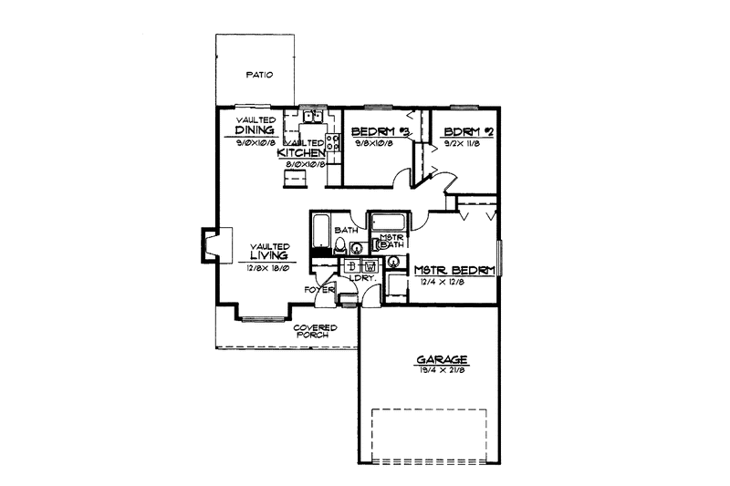 House Blueprint - Floor Plan - Main Floor for Country House Plan #997-25 - 3 bed, 2 bath
