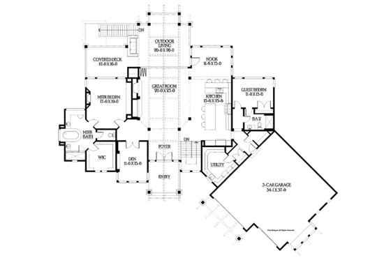 Floor Plan - Main Floor for Craftsman House Plan #132-561 - 5 bed, 4 bath