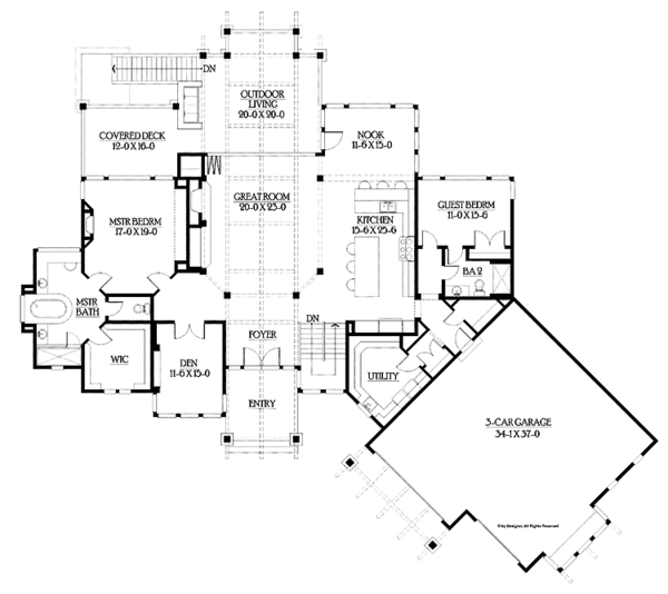 Dream House Plan - Craftsman Floor Plan - Main Floor Plan #132-561