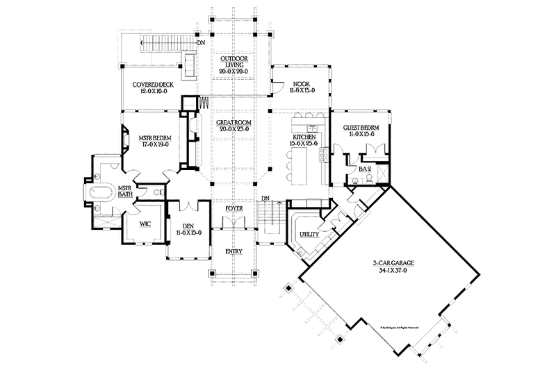 House Plan Design - Floor Plan - Main Floor for Craftsman House Plan #132-561 - 5 bed, 4 bath