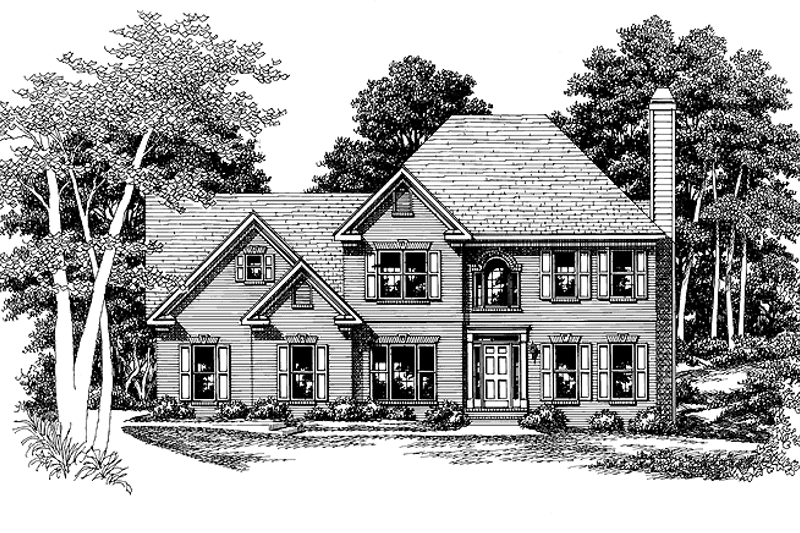 House Blueprint - Exterior - Front Elevation 3 for Colonial House Plan #927-48 - 4 bed, 3 bath