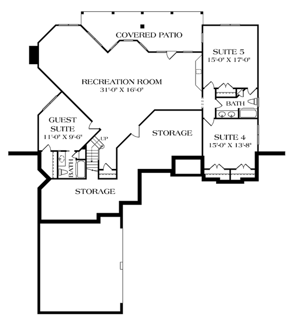 House Design - Traditional Floor Plan - Lower Floor Plan #453-477