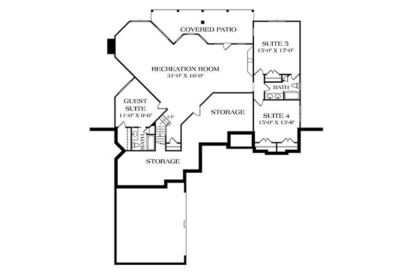Dream House Plan - Floor Plan - Lower Floor for Traditional House Plan #453-477 - 6 bed, 4.5 bath