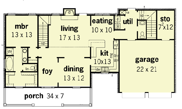 Southern Floor Plan - Main Floor Plan #16-202
