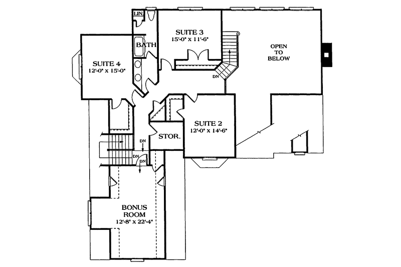 Architectural House Design - Floor Plan - Upper Floor for Traditional House Plan #453-162 - 4 bed, 2.5 bath