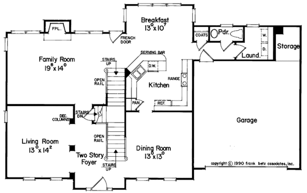 Home Plan - Colonial Floor Plan - Main Floor Plan #927-143