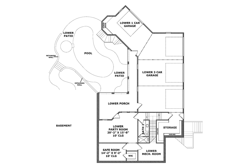 Home Plan - Floor Plan - Lower Floor for Mediterranean House Plan #952-209 - 4 bed, 5 bath