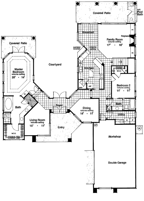 Architectural House Design - Mediterranean Floor Plan - Main Floor Plan #417-530