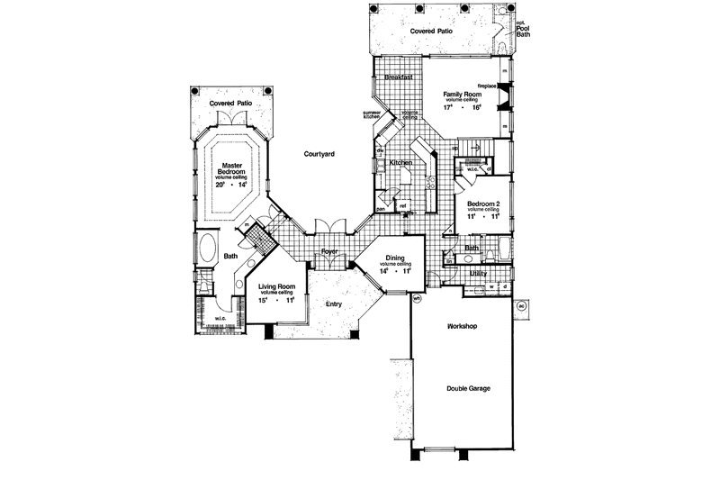 Dream House Plan - Floor Plan - Main Floor for Mediterranean House Plan #417-530 - 4 bed, 3 bath