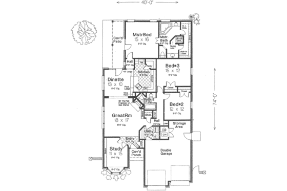 Floor Plan - Main Floor for European House Plan #310-307 - 3 bed, 2 bath