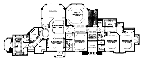 Architectural House Design - Mediterranean Floor Plan - Upper Floor Plan #1017-68
